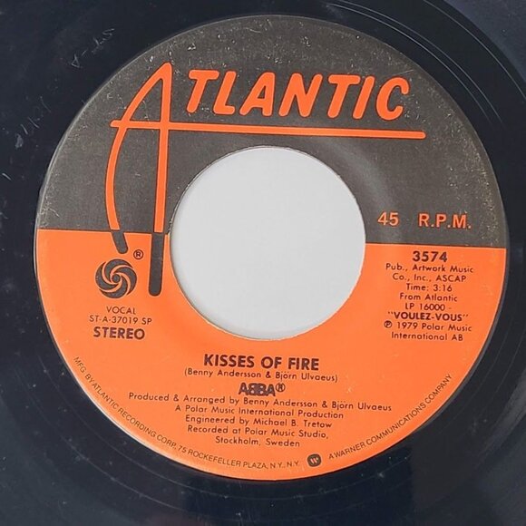 ABBA Does Your Mother Know / Kisses Of Fire 45 RPM 7" Vinyl 1979 Atlantic 3574 - Picture 3 of 5